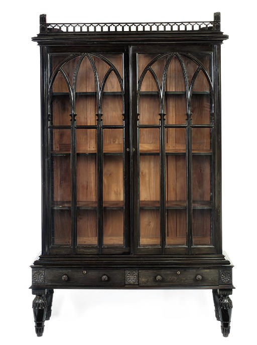 AN ANGLO-INDIAN EBONY BOOKCASE