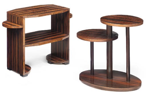 AN ART DECO CALAMANDER CANTED RECTANGULAR OCCASIONAL TABLE