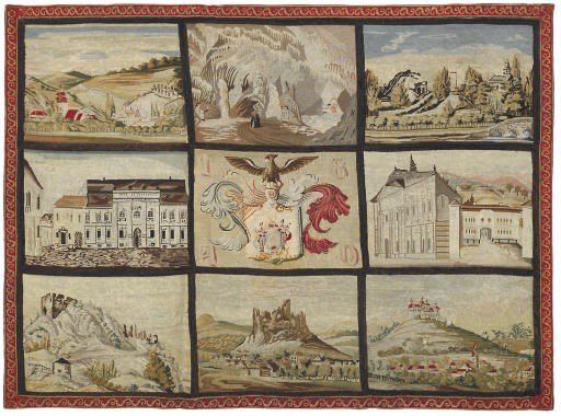 A VIENNESE EMBROIDERED RUG
