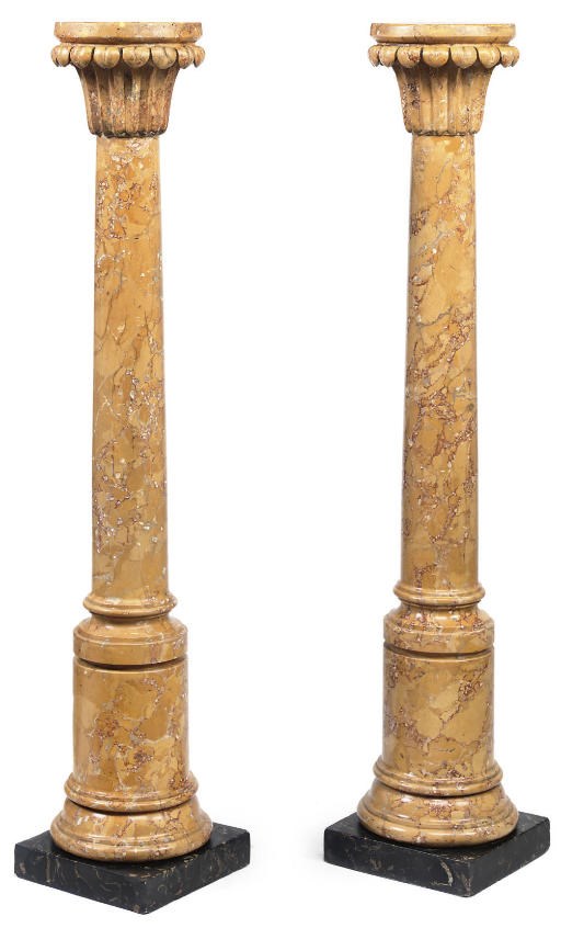 A PAIR OF ITALIAN SCAGLIOLA MARBLE COLUMNS