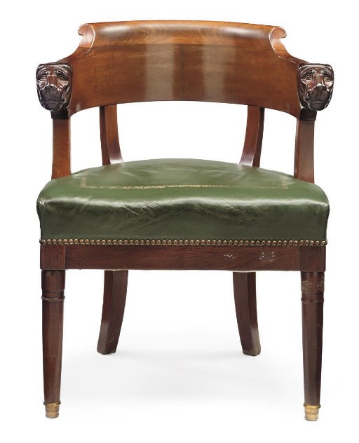 AN EMPIRE MAHOGANY FAUTEUIL DE BUREAU
