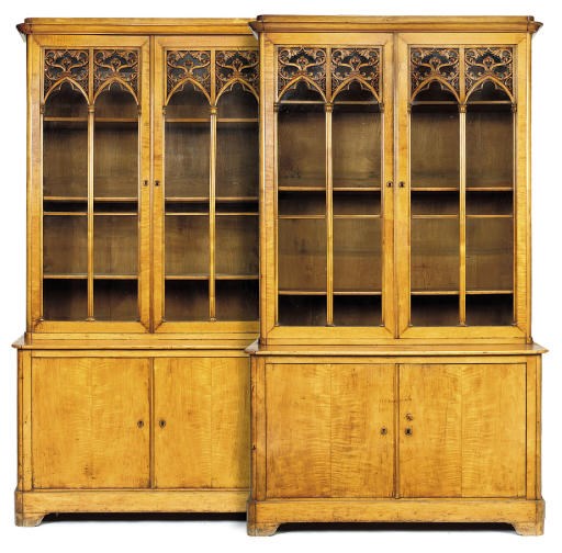 A PAIR OF CHARLES X SATIN-BIRCH BOOKCASES