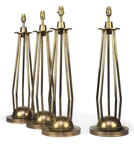 A SET OF FOUR BRASS TABLE LAMPS