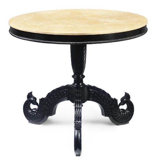 AN ANGLO-INDIAN EBONY CENTRE TABLE