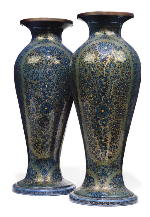 A PAIR OF KASHMIR LACQUER VASES