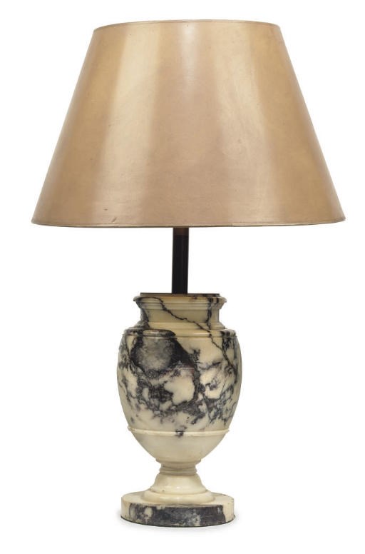 AN ITALIAN BRECHE VIOLETTE MARBLE TABLE LAMP