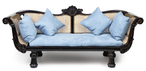 AN ANGLO-INDIAN EBONY SOFA