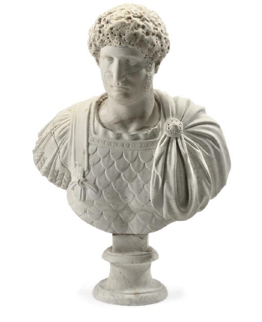 AN ITALIAN WHITE-MARBLE BUST OF A ROMAN EMPEROR