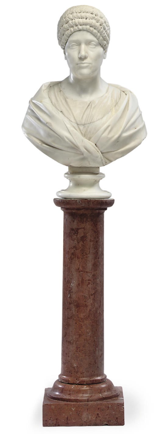 AN ITALIAN WHITE-MARBLE BUST OF AGRIPPINA