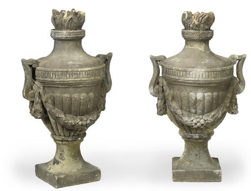 A PAIR OF STONE PIER FINIALS