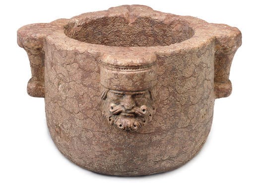 AN ITALIAN ROSSO VERONA MARBLE MORTAR