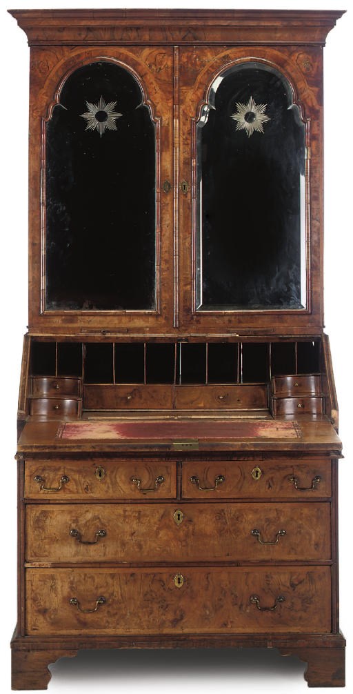 A GEORGE I WALNUT BUREAU CABINET