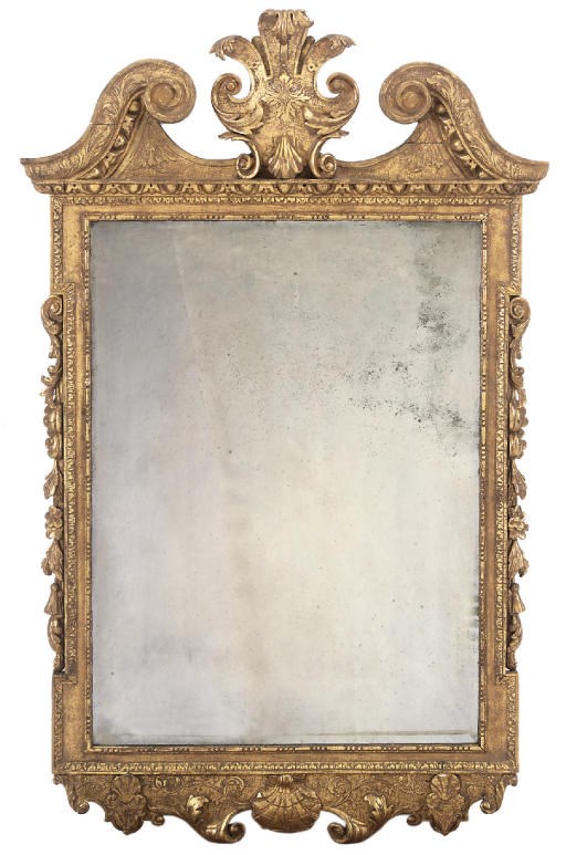 A GEORGE II CARVED GILTWOOD PIER GLASS