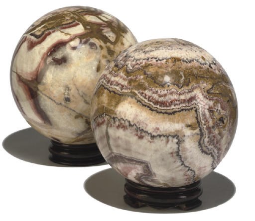 A PAIR OF LARGE MINERAL SPHERES
