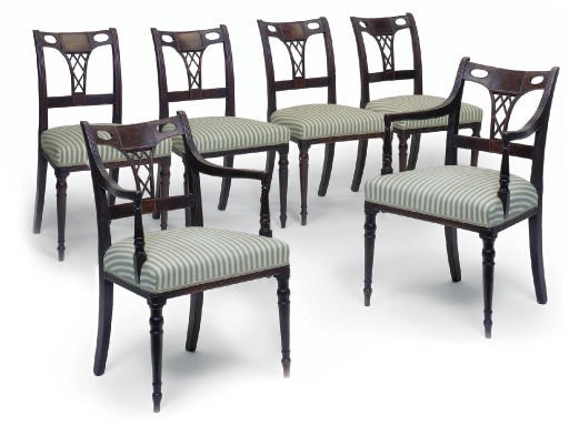 A SET OF SIX GEORGE III MAHOGANY DINING CHAIRS