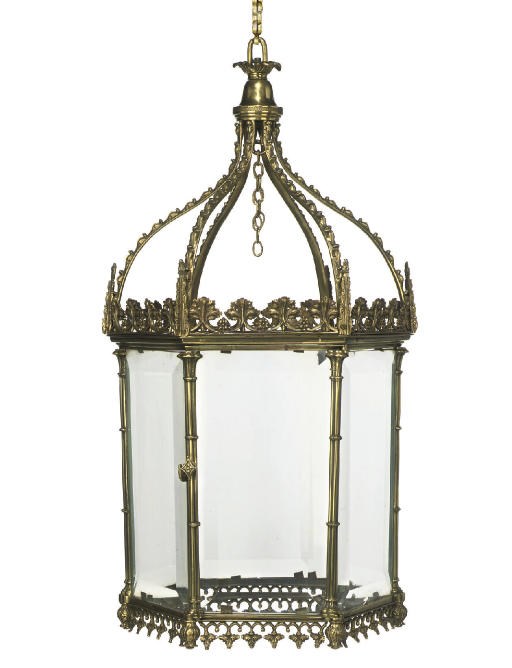 A BRASS HALL LANTERN