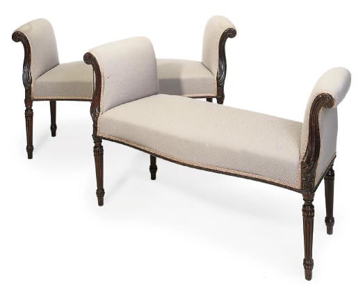A PAIR OF MAHOGANY WINDOW SEATS