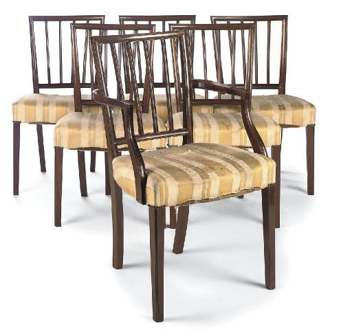 A SET OF TWELVE GEORGE III MAHOGANY DINING CHAIRS