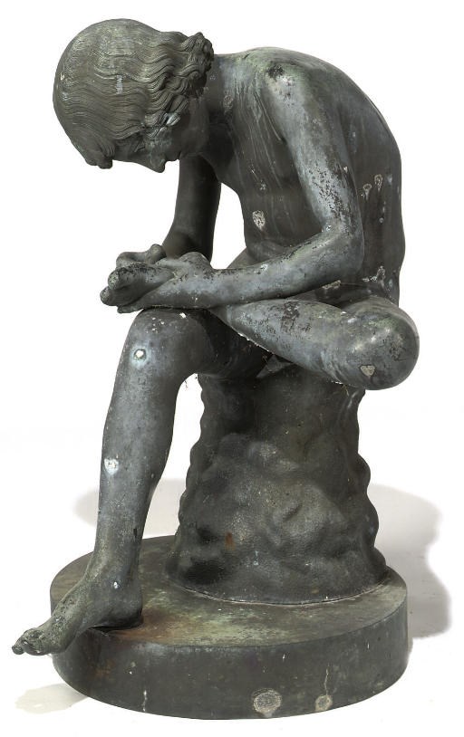 A NEAPOLITAN BRONZE MODEL OF SPINARIO