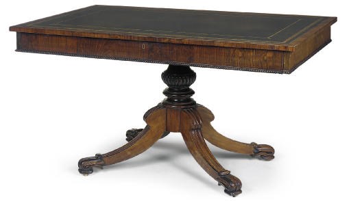 A REGENCY ROSEWOOD LIBRARY  ARCHITECT'S TABLE