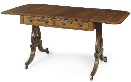 A REGENCY MAHOGANY AND KINGWOOD BANDED SOFA TABLE