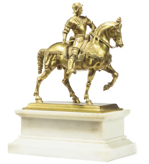 AN ITALIAN GILT-BRONZE MODEL OF THE COLLEONI MONUMENT