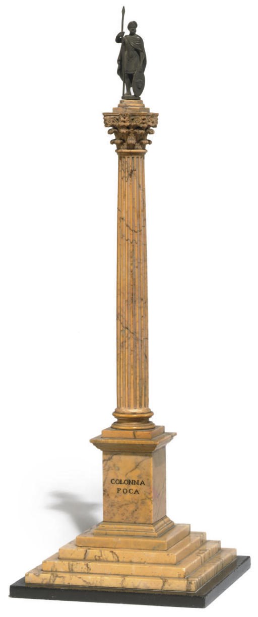 AN ITALIAN SIENA MARBLE MODEL OF THE COLUMN OF PHOCAS
