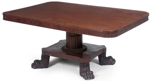 AN EARLY VICTORIAN MAHOGANY RECTANGULAR BREAKFAST TABLE