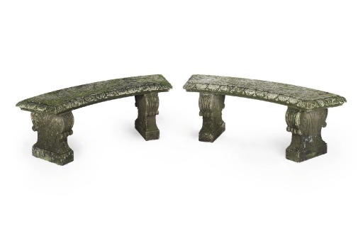 A PAIR OF LIMESTONE BENCHES