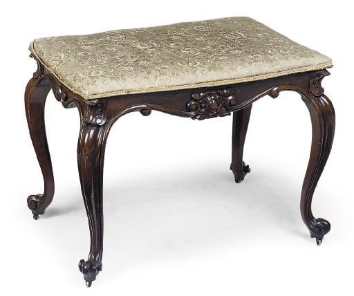 A VICTORIAN ROSEWOOD TALL STOOL