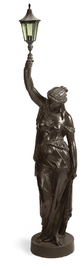 A FRENCH SPELTER FIGURAL TORCHERE