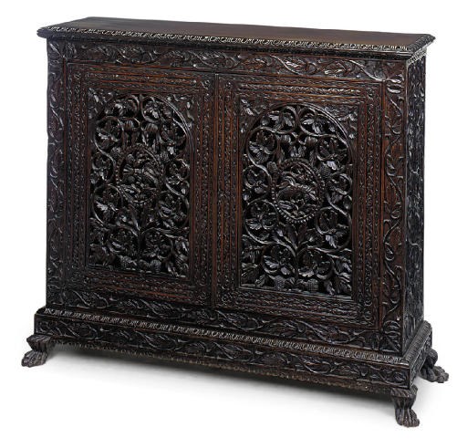 AN INDIAN ROSEWOOD SIDE CABINET