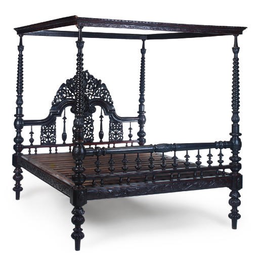 AN INDO-PORTUGUESE HARDWOOD FOUR POSTER BED