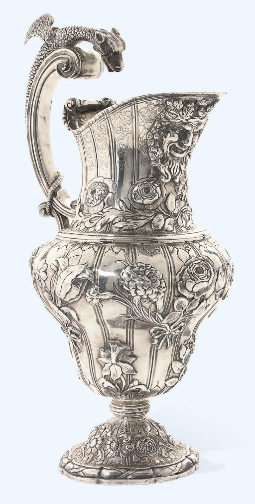 A LATE 18TH CENTURY PORTUGESE SILVER EWER