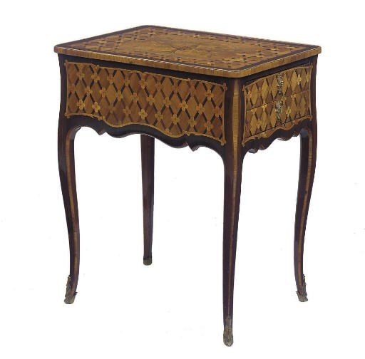 A LOUIS XV KINGWOOD AND TULIPWOOD MARQUETRY TABLE A ECRIRE