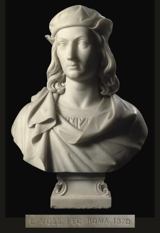 AN ITALIAN WHITE MARBLE BUST OF RAPHAEL