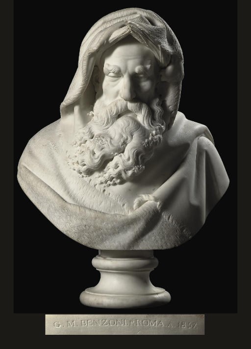 AN ITALIAN WHITE MARBLE BUST EMBLEMATIC OF WINTER