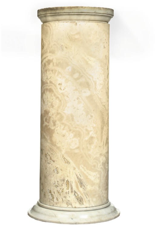A LARGE FRENCH ALABASTER FIORITO PEDESTAL COLUMN