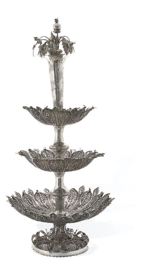 AN UNUSUAL LATE VICTORIAN SILVER CENTREPIECE