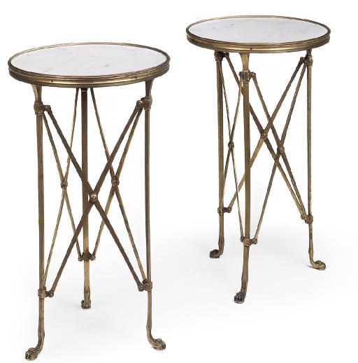 A PAIR OF FRENCH GILT-BRASS GUERIDONS