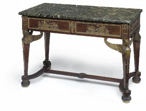 A GILT-BRONZE MOUNTED MAHOGANY CENTRE TABLE