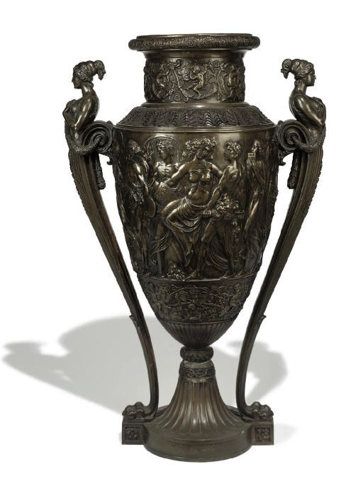 A LARGE FRENCH ELECTROPLATED COPPER VASE