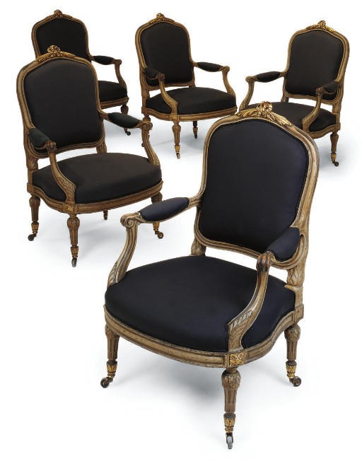 A DANISH ORMOLU-MOUNTED AND GREY-PAINTED SALON SUITE