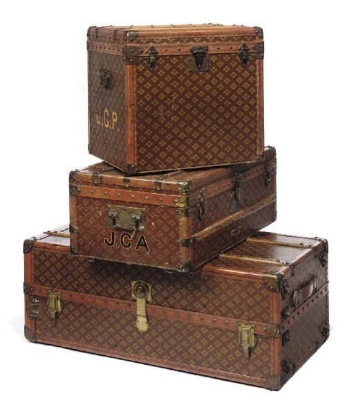 A GROUP OF THREE FRENCH CABIN TRUNKS