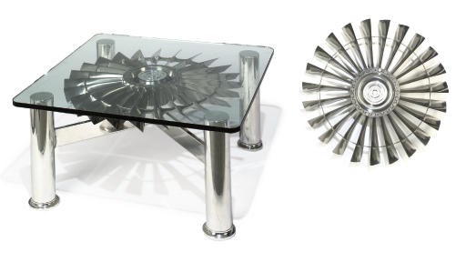 A ROLLS ROYCE JET ENGINE TITANIUM FAN