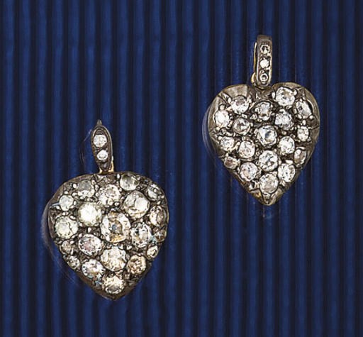 Two 19th century diamond heart locket pendants