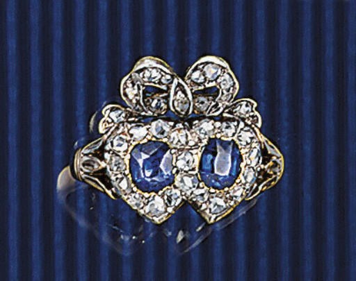 A diamond and sapphire cluster ring