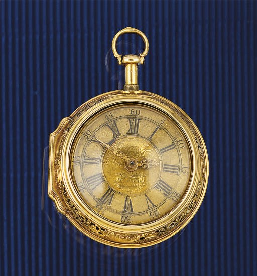 John Ellicott. An 18ct. Gold Quarter Repeating Cylinder watch with Repousse case by Manley