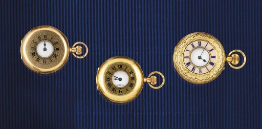 Ten late 19th and early 20th century lady's gold half-hunter fob watches