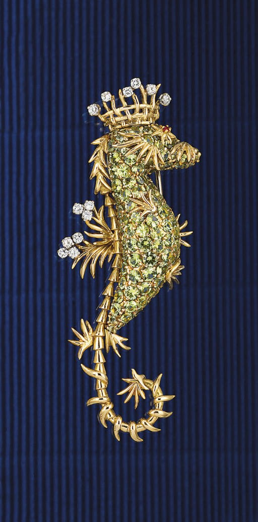 A PERIDOT AND DIAMOND NOVELTY BROOCH, BY JEAN SCHLUMBERGER FOR TIFFANY & CO.